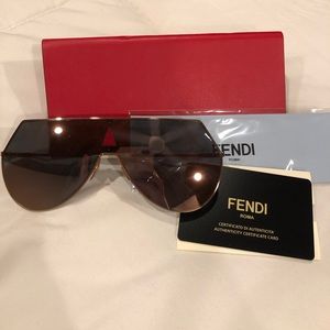 Fendi Mirror Rose Gold Shield Sunglasses